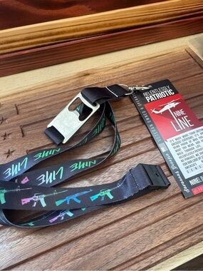 Nine Line Black 'Nine Line' Lanyard with Colorful Rifle Print Bottle Opener